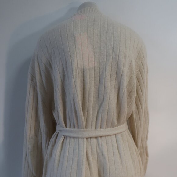 NWT Womens Crush Beige Ribbed Pure Cashmere Long Duster Cardigan Sweater 2 US/M - Picture 5 of 16